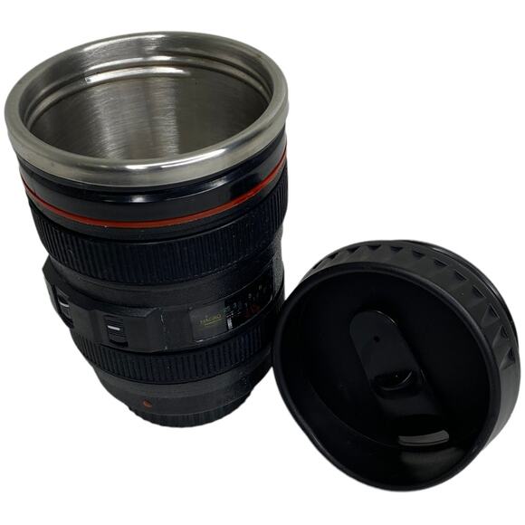 Camera Lens Mug Coffee Tea Stainless Steel Travel Cup Thermos Flask Sipping Lid - Picture 6 of 6